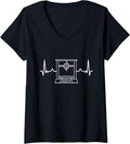 Womens 3D Printer Cnc G Code 3D Printer Heartbeat Ecg V Neck