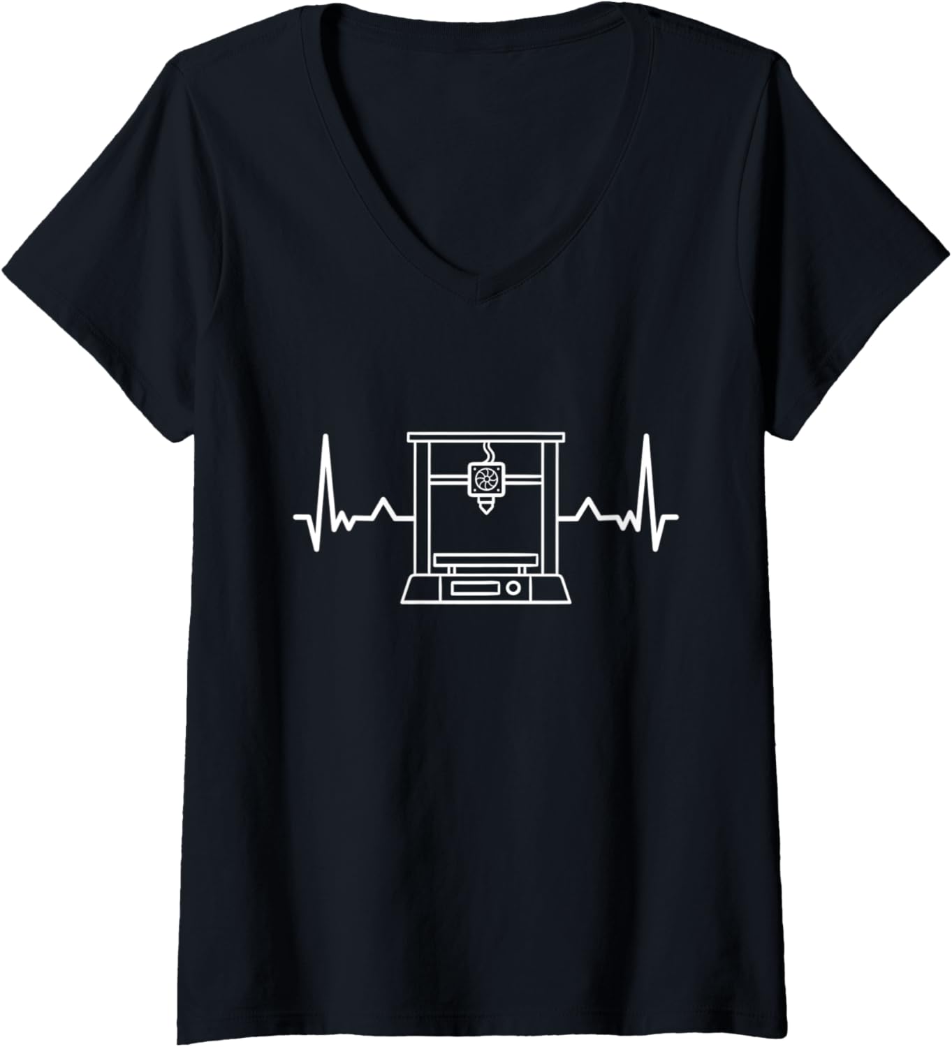 Womens 3D Printer Cnc G Code 3D Printer Heartbeat Ecg V Neck
