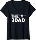 Womens 3 Dad 3D Printing Printer Fathers Day V Neck