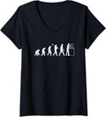 Womens 3D Printing Human Evolution Silhouette 3D Printer Lovers V Neck