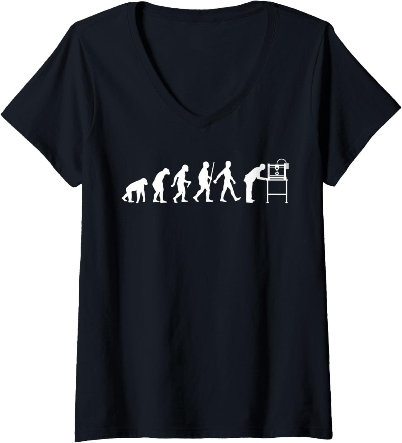 Womens Funny 3D Printer Designs Men Women 3D Printing Evolution V Neck