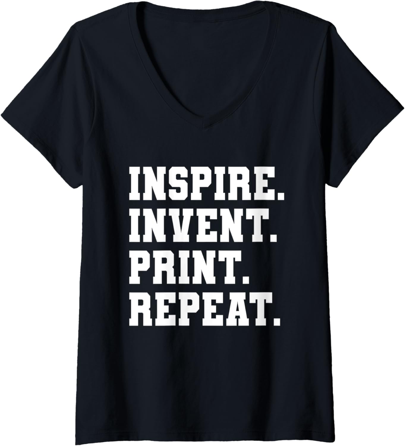 Womens Inspire Invent Print Repeat 3D Printing 3D Printer V Neck
