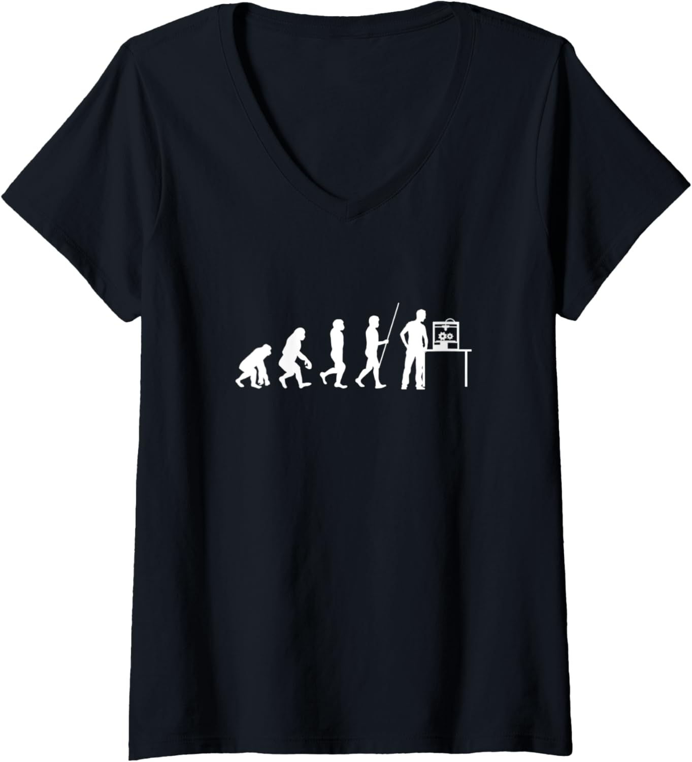 Womens 3D Printer 3D Printing Funny Evolution V Neck