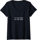 Womens I\u2019m Just Here for the Yarn Funny Yarn Quotes V-Neck
