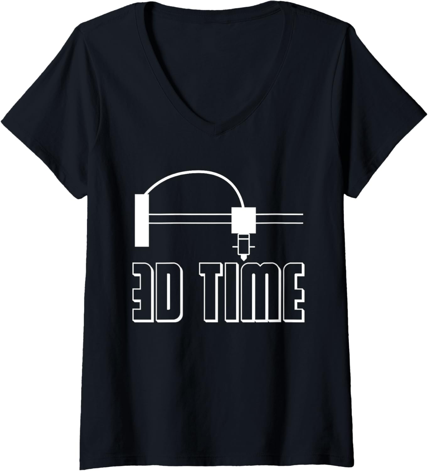 Womens 3D Time 3D Printing Printer V Neck
