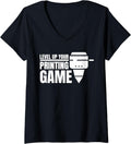 Womens Level Up Your Printing Game 3D Printer Printing V Neck