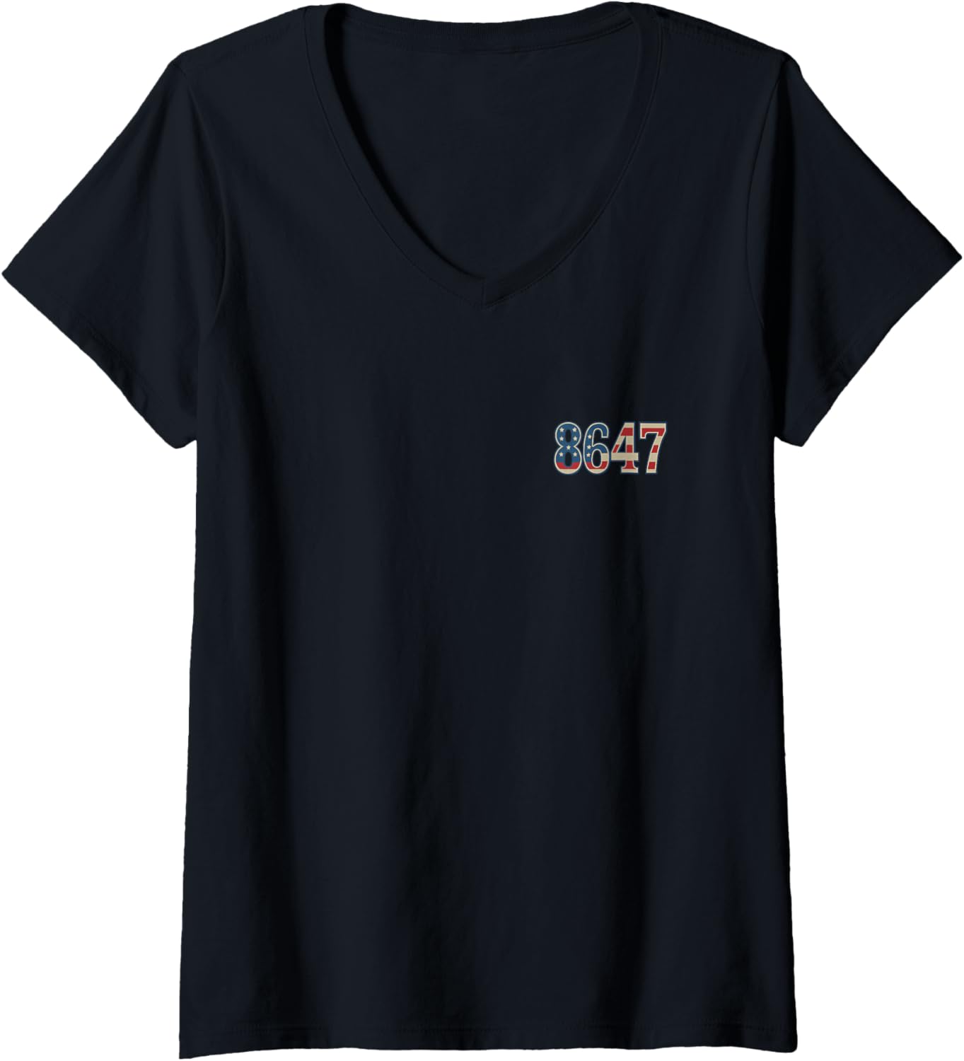 Womens 8647 Usa Flag American V Neck
