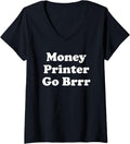 Womens Funny Money Printer Investing V Neck