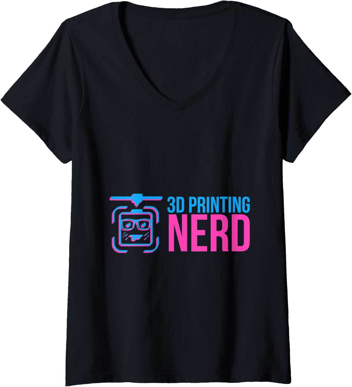 Womens 3D Printing Nerd 3D Printer Filament Pink Blue Geek V Neck