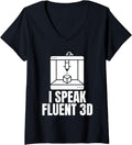 Womens I Speak Fluent 3D Printer Printing V Neck