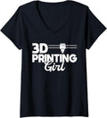 Womens 3D Printing Girl 3D Printer V Neck