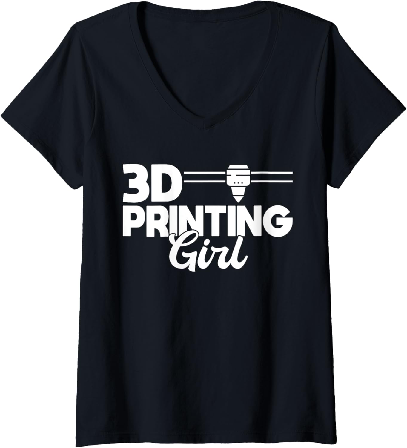Womens 3D Printing Girl 3D Printer V Neck