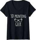 Womens 3D Printing Geek Funny 3D Printer Humor V Neck