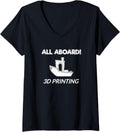 All Aboard Benchy Funny Humor White 3D Printing Enthusiast V Neck