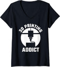 Womens 3D Printing Addict Printer V Neck