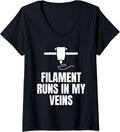 Womens Filament Runs In My Veins 3D Printer Printing V Neck