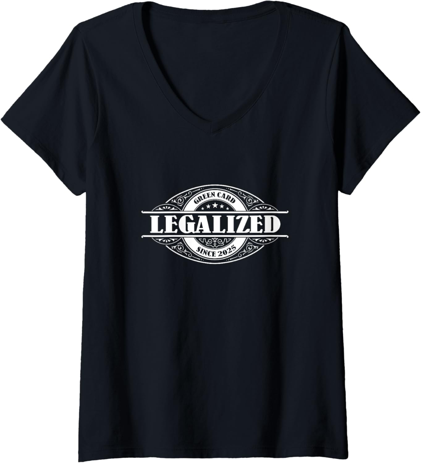 Womens Legalized Since 2025 Green Card Gift Usa Greencard Present V Neck