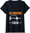 Womens 3D Printing Crew Printer V Neck