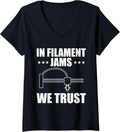 Womens In Filament Jams We Trust 3D Printer Printing V Neck