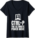 Womens Ctrl P Ultimate Power Move 3D Printer Printing V Neck