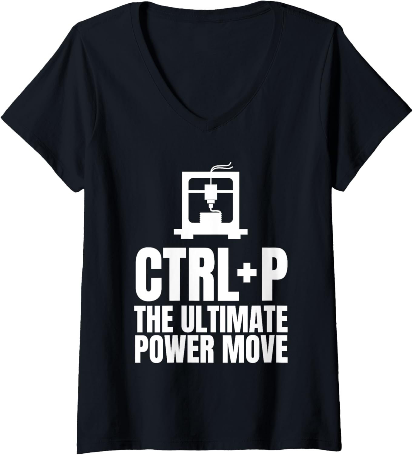 Womens Ctrl P Ultimate Power Move 3D Printer Printing V Neck