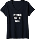 Womens Resting Kvetch Face Funny Complain Yiddish Jewish Yenta V Neck