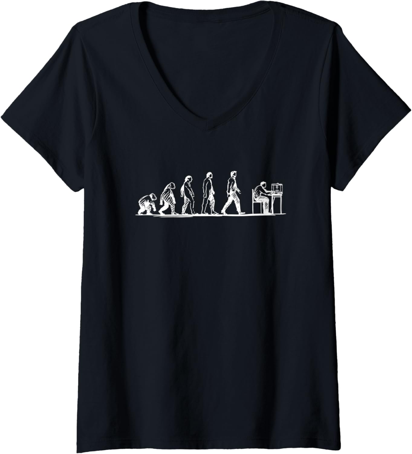 Womens Funny 3D Printer Evolution 3D Printing Model Maker V Neck