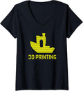 Benchy Shape Yellow Filament Layers 3D Printing Enthusiast V Neck