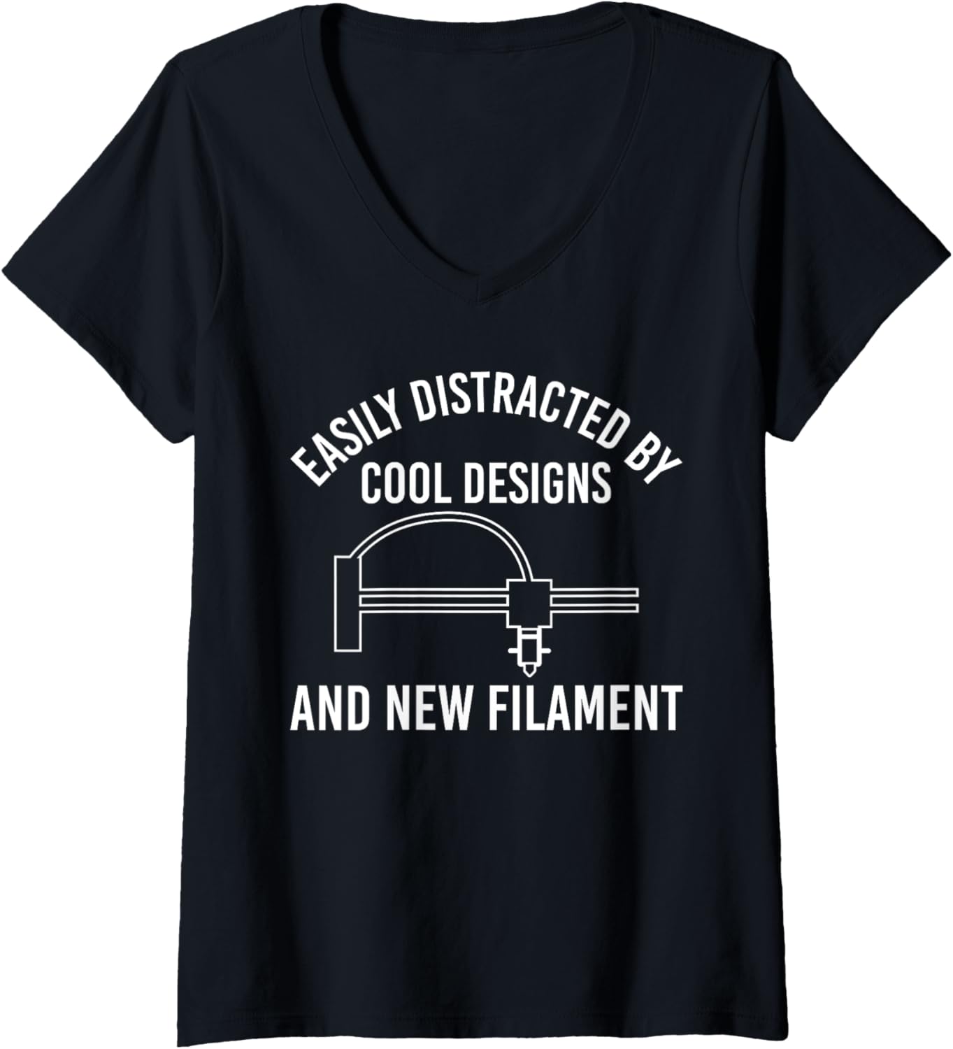 Womens Easily Distracted By 3D Printer Printing V Neck