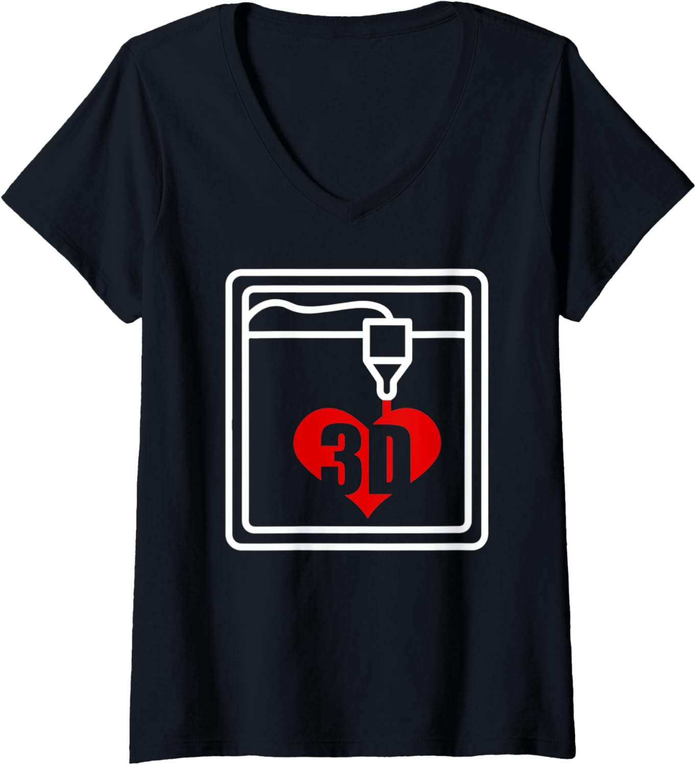 Womens Love 3D Printing Heart Filament 3D Printer Tech V Neck
