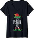 Womens Printer Elf Family Matching Christmas Pajamas V Neck