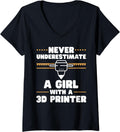 Womens 3D Printer 3D Printing Girl V Neck