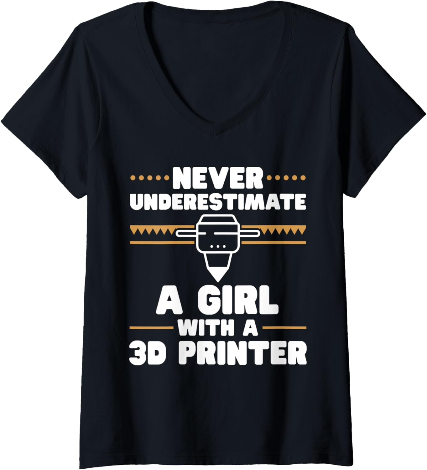 Womens 3D Printer 3D Printing Girl V Neck