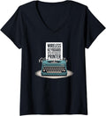 Womens Typewriter Lover Author Creative Writing Is My Favorite V Neck
