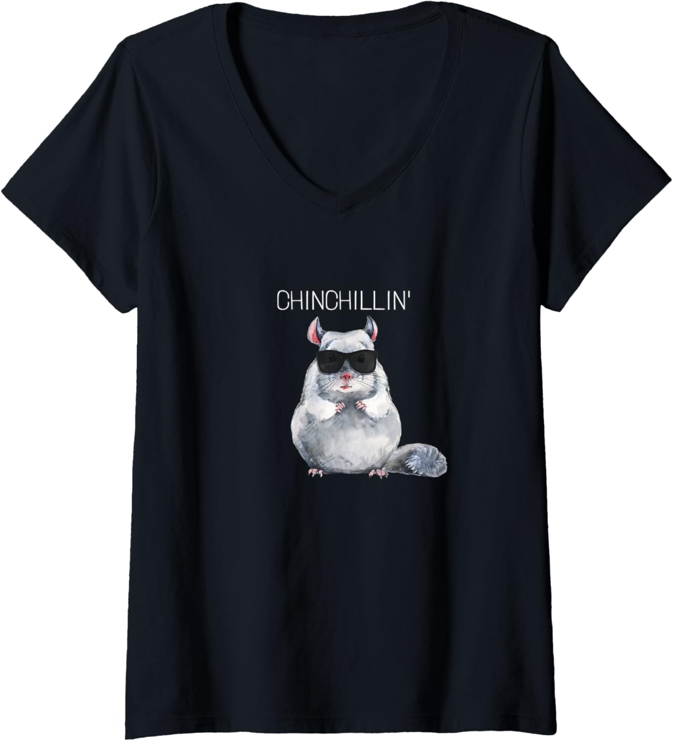 Womens Chinchillin Funny Chinchilla V Neck