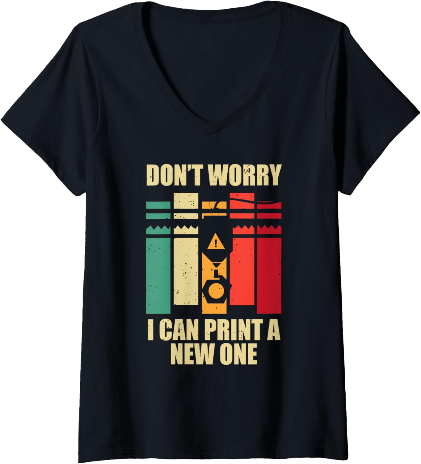Womens Funny Vintage 3D Printer Filament Printing Machine Lover Gag V Neck