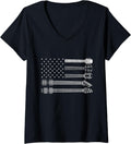 Womens Electric Guitar American Flag Rock And Roll 4Th Of July V Neck