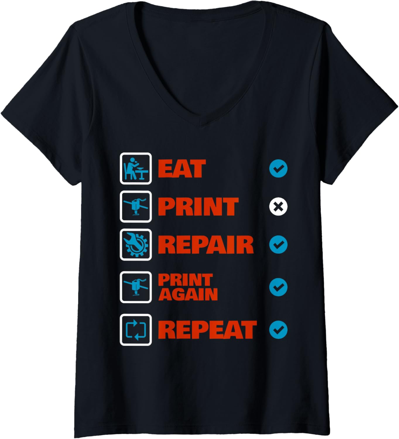 3D Printing Printer Nerd Geek Funny 3D Printer Print Humor V Neck