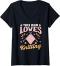 This Mom Loves Knitting Knit Hobby Yarn Knitter Knitting V-Neck