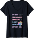 Womens Cute Crocheting Yarn Too Busy Thinking About Crocheting V-Neck