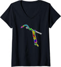 Womens Crochet Hook Multi-Color Crochet Yarn V-Neck