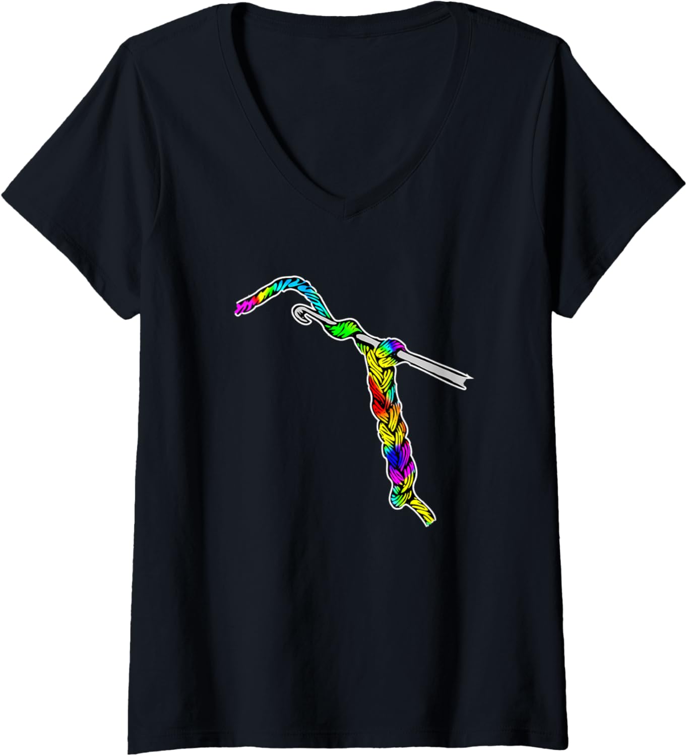 Womens Crochet Hook Multi-Color Crochet Yarn V-Neck