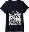 Womens Printer Halloween Funny V Neck