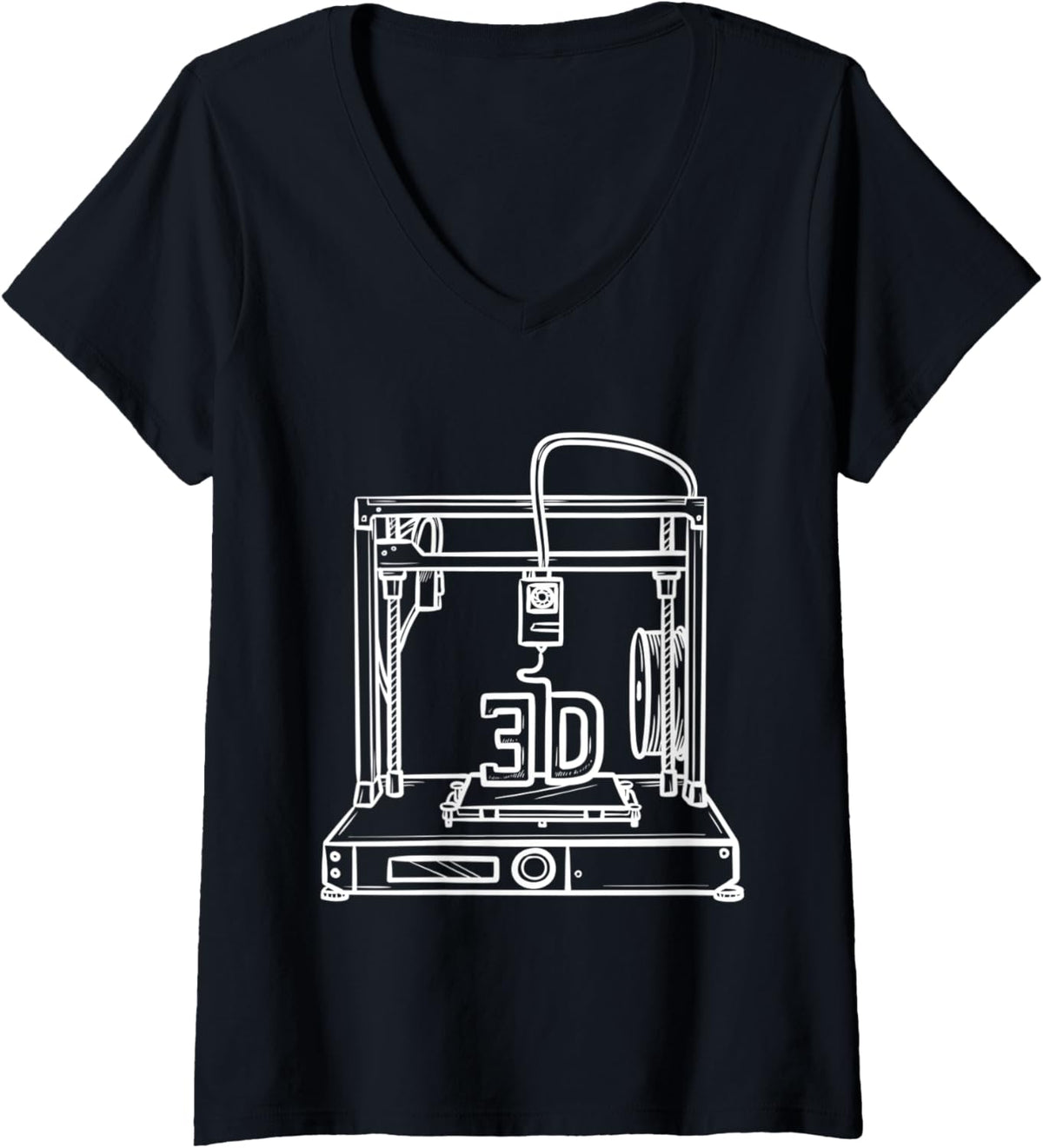 Womens Retro Print 3D Printing Funny 3D Printer Enthusiasts V Neck