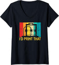 Womens 3D Printer Id Print That Retro Vintage 3D Printing V Neck