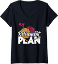 Womens Knitting Retirement Plan Funny Retired Yarn Knitting V-Neck