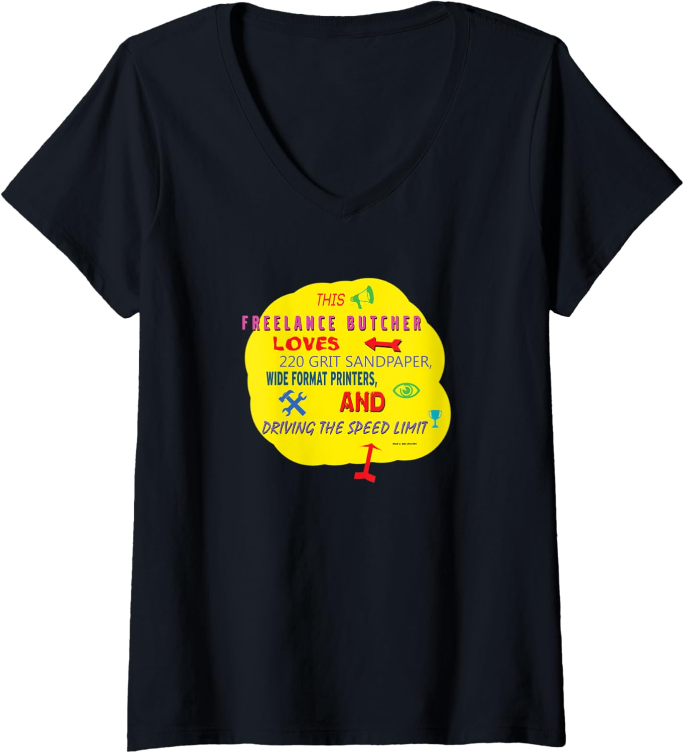 Womens This Butcher Loves Sandpaper Printers Driving Limit V Neck