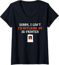 Womens Funny 3D Printer Excuse Introverts Design V Neck