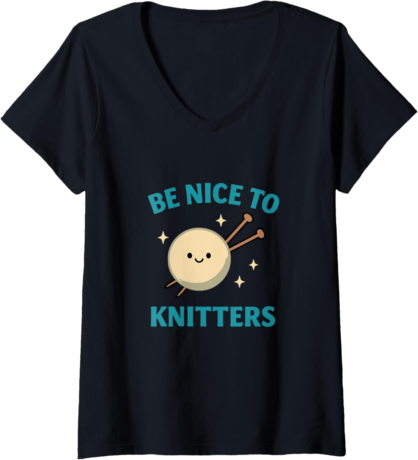 Womens Be Nice to Knitters Funny Yarn Lover V-Neck