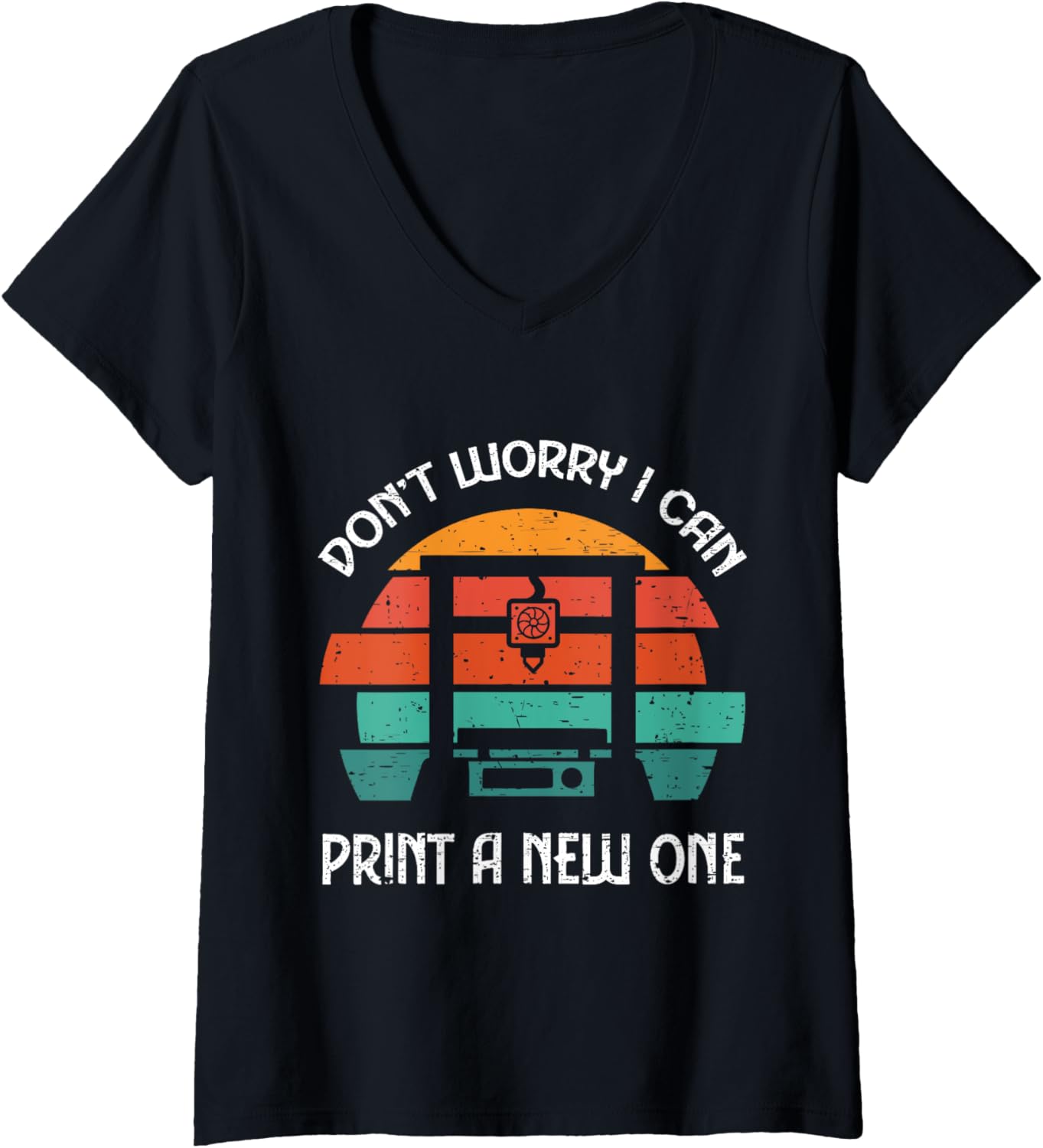Womens Vintage 3D Printer Retro 3D Printing Geek V Neck